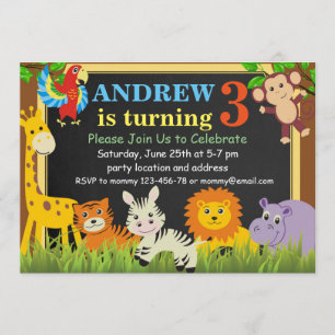 Jungle Birthday Invitation,Safari Birthday Invite