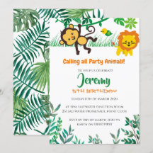Jungle Birthday Party Invitation Lion for Boys