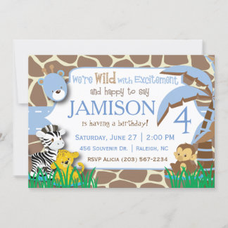 Jungle Blue Birthday Invitation