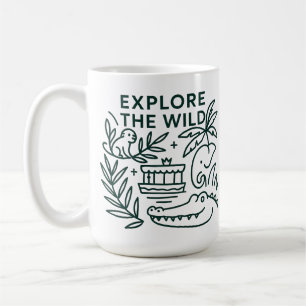 Jungle Boat Cruise, Theme Park, Minimalist Design Coffee Mug