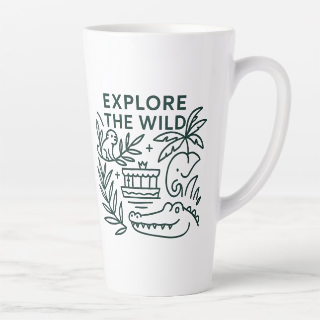 Jungle Boat Cruise, Theme Park, Minimalist Design Latte Mug (Right)