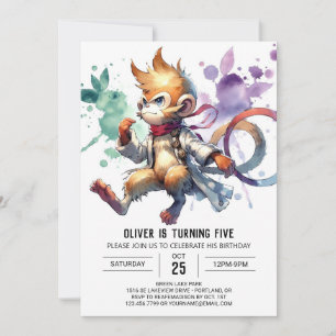 Jungle Boho Monkey Birthday Invitation