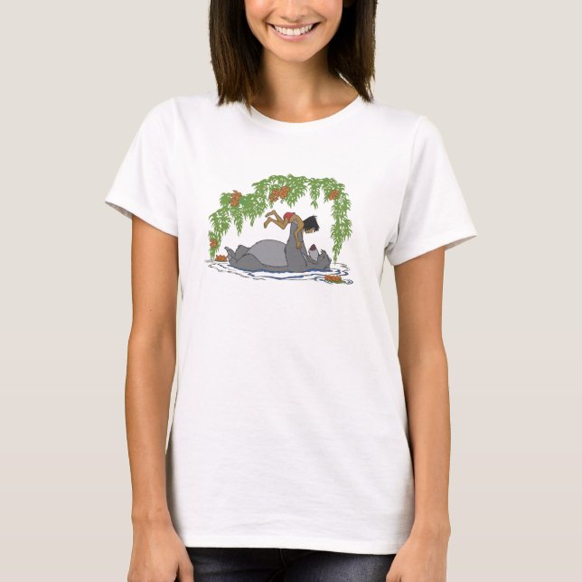 Jungle Book Baloo holding up Mowgli  Disney T-Shirt (Front)