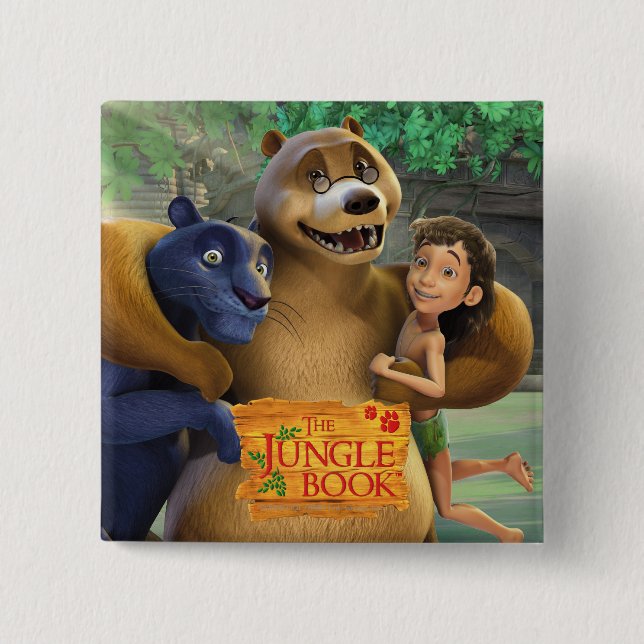 Jungle Book Group Shot 1 2 Inch Square Button (Front)