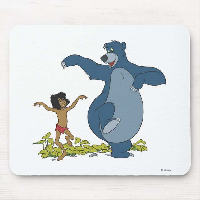 Jungle Book Mowgli and Baloo dancing Disney Mouse Pad (Front)