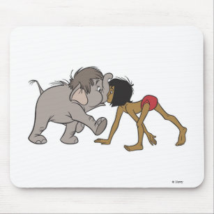 Jungle Book's Mowgli With Baby Elephant Disney Mouse Pad