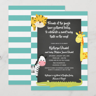 Jungle Boy Animal Chalkboard Baby Shower Invitation