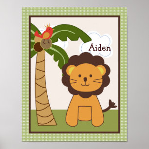 Jungle Buddy Lion Personalized Art Poster