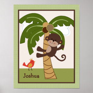 Jungle Buddy Monkey Personalized Art Poster