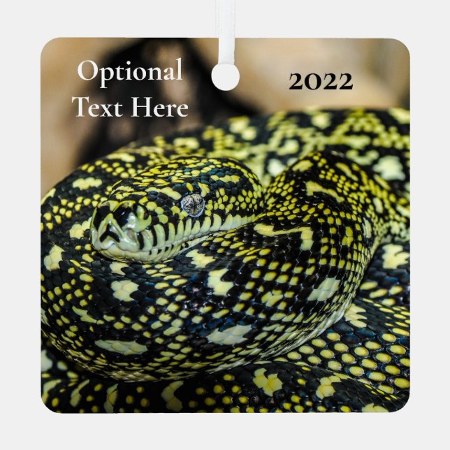 Jungle Carpet Python Snake Metal Ornament (Back)