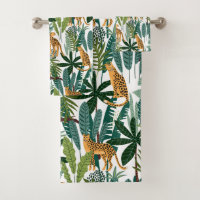 Jungle cat and leaves pattern