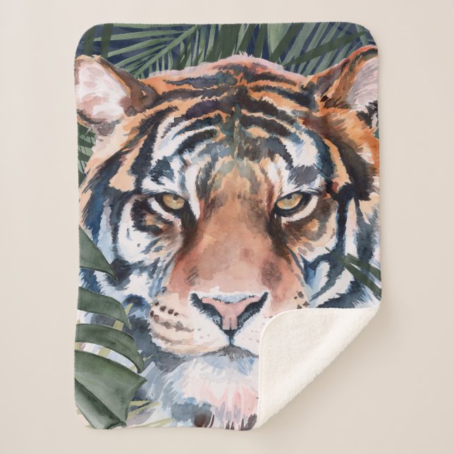 Jungle Cat - Tiger Sherpa Blanket (Front)