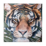 Jungle Cat - Tiger Tile<br><div class="desc">Jungle Cat I by Jennifer Paxton Parker. This art features a close-up of a stoic tiger in a soft art style. | 164728Z</div>