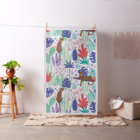 Jungle cats with flowers and leaves pattern