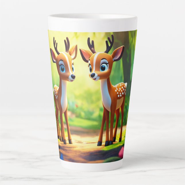 Jungle Chat Cute Deer Design Latte Mug (Front)