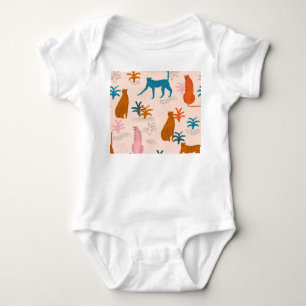 Jungle Cheetah: Funky Tropical Pattern. Baby Bodysuit