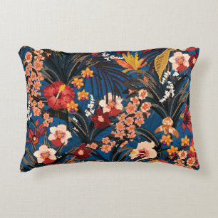 Jungle Chic: Dark Blue Exotic. Accent Pillow