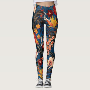 Jungle Chic: Dark Blue Exotic. Leggings