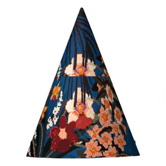 Jungle Chic: Dark Blue Exotic. Party Hat