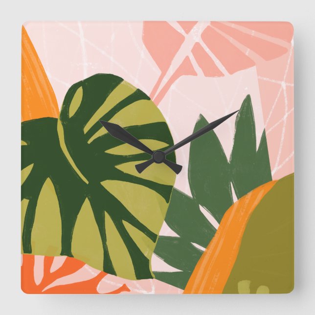 Jungle Collage I Square Wall Clock (Front)