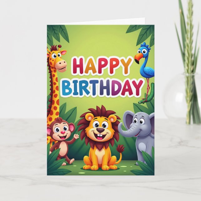 Jungle Creatures Birthday Card (Front)