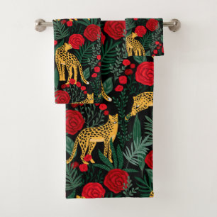 Jungle de léopard foncé avec Roses