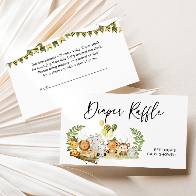 Jungle Diaper Raffle Baby Shower Enclosure Card (Creator Uploaded)