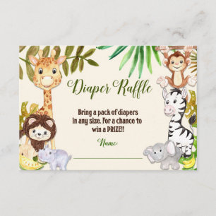 Jungle Diaper Raffle, Safari Diaper Raffle Card