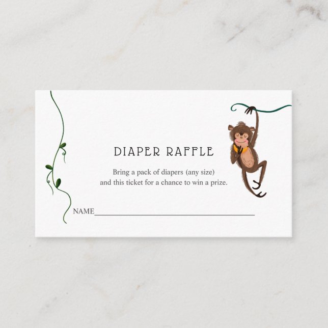 Jungle Diaper Raffle Ticket for Baby Shower Enclosure Card (Front)