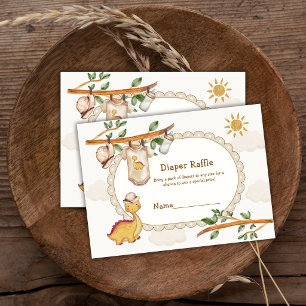 Jungle Dino Clothesline Diaper Raffle Baby Shower Enclosure Card