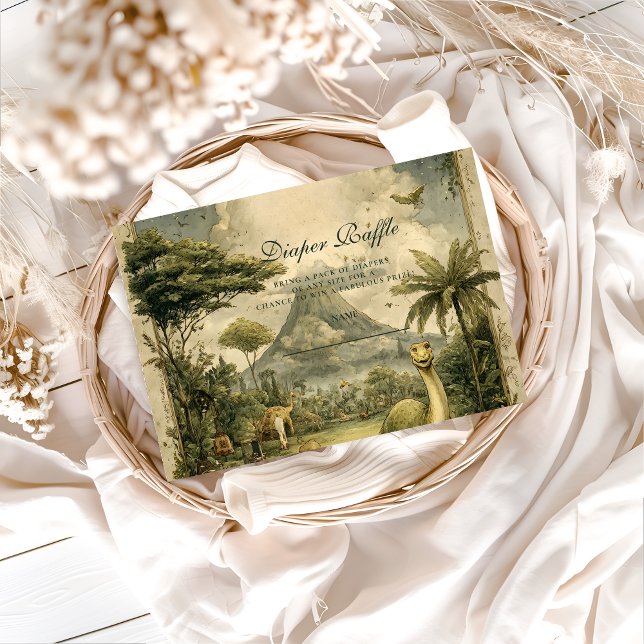 Jungle Dinosaur Baby Shower Diapper Raffle Enclosure Card (Creator Uploaded)