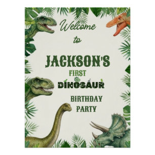 Jungle Dinosaur Roar Welcome Birthday Sign