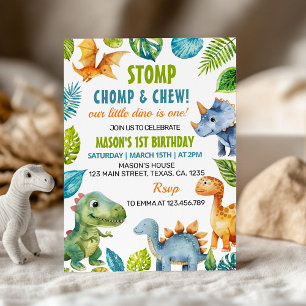 Jungle Dinosaures Invitation Anniversaire
