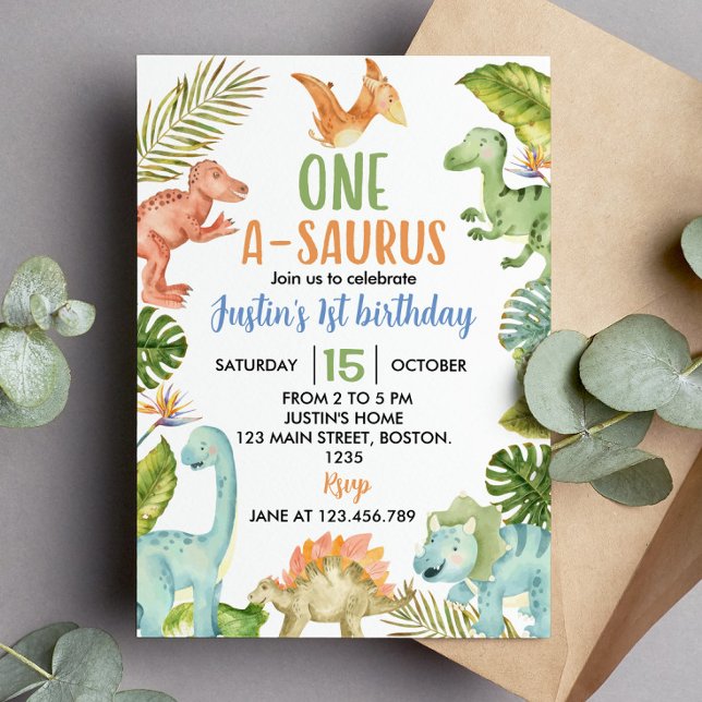 Jungle Dinosaures Invitation de fête d'anniversair (Créateur téléchargé)