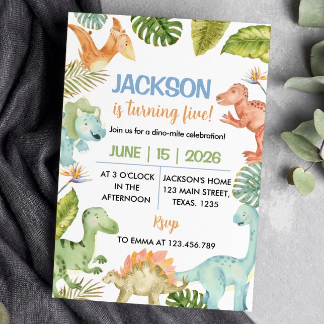 Jungle Dinosaurs Birthday Party Invitation (Creator Uploaded)