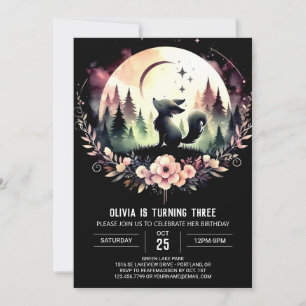 Jungle Dreamy Wolf Birthday Invitation