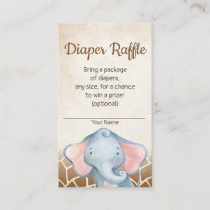 Jungle Elephant Baby Shower Diaper Raffle Card
