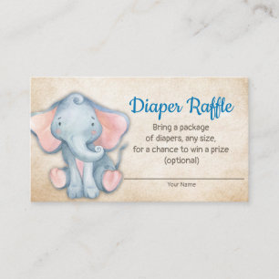 Jungle Elephant Baby Shower Diaper Raffle Card