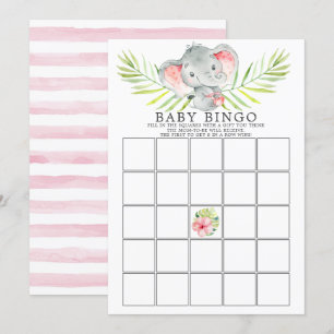 Jungle Elephant BINGO Baby Shower Game Invitation