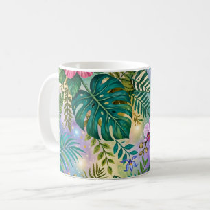 Jungle Fantasy Flowers Purple Green Gold Dreamy Coffee Mug