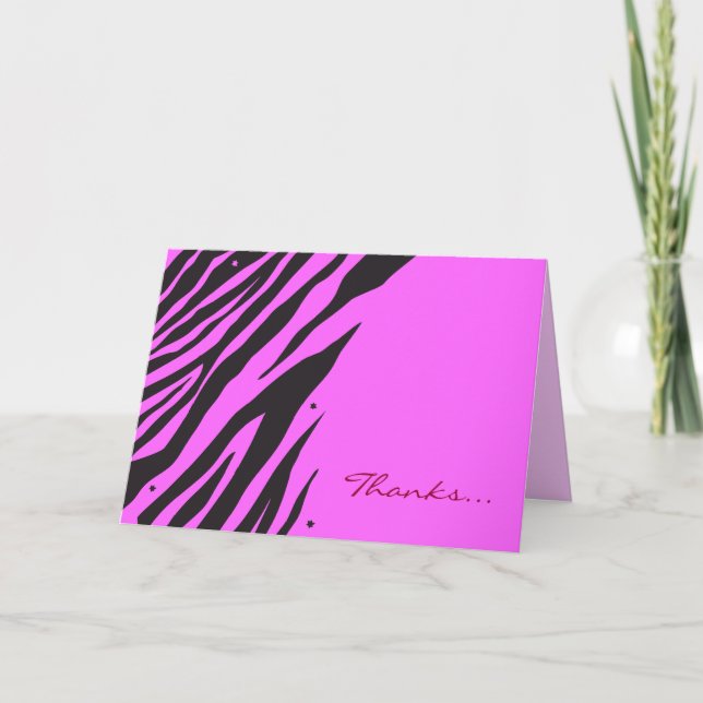 JUNGLE FEVER Bat Bar Mitzvah Pink Thank You Card (Front)