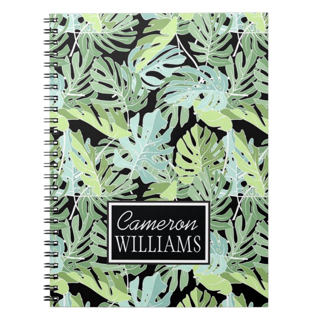 Jungle Floral Pattern | Add Your Name Notebook (Front)
