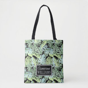 Jungle Floral Pattern   Add Your Name Tote Bag