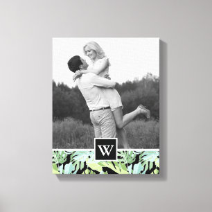 Jungle Floral Pattern   Add Your Photo & Initial Canvas Print