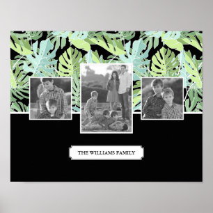 Jungle Floral Pattern   Family Photos & Text Poster