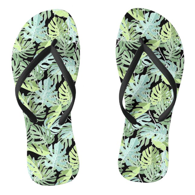 Jungle Floral Pattern Flip Flops (Footbed)