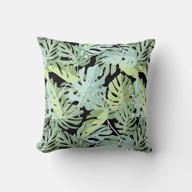 Jungle Floral Pattern Throw Pillow (Front)