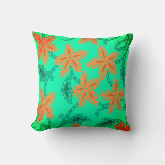 Jungle Floral Throw Pillow (Front)