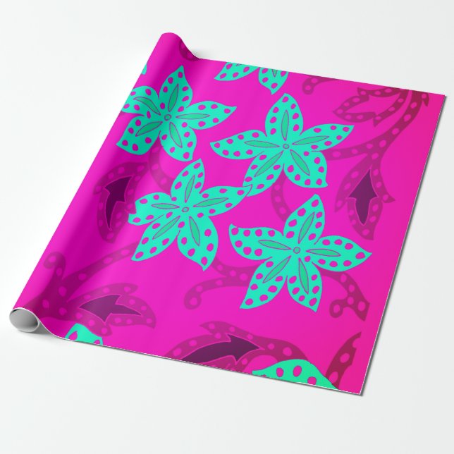 Jungle Floral Wrapping Paper (Unrolled)