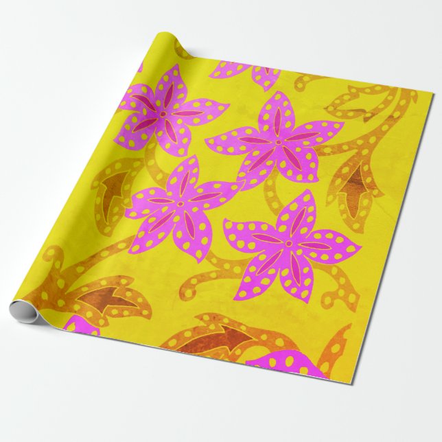 Jungle Floral Wrapping Paper (Unrolled)